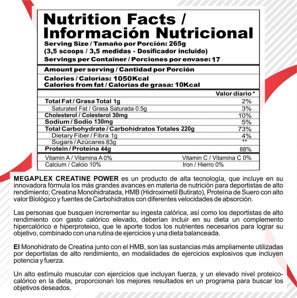 Megaplex Creatine Power 2 Lb. Vainilla. – Tienda Naturista